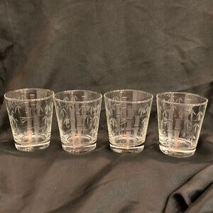 MCM Noritake Etched Bamboo Old Fashioned Glass Set